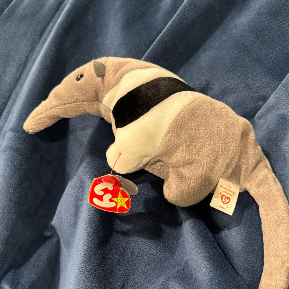 TY Gray and Black Anteater Plush